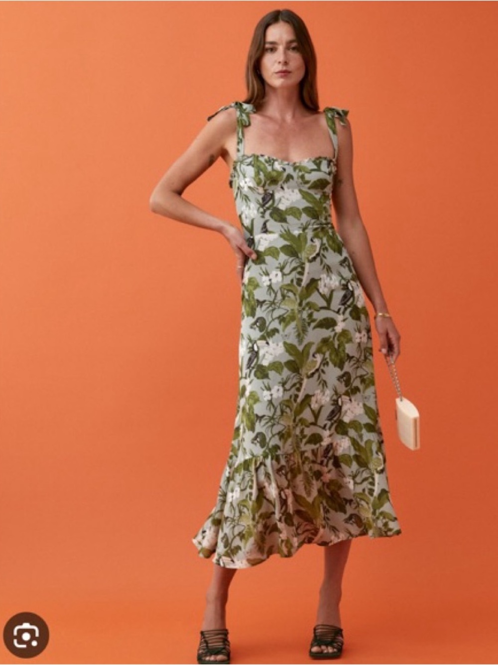 Reformation Floral Tie-Shoulder Midi Dress